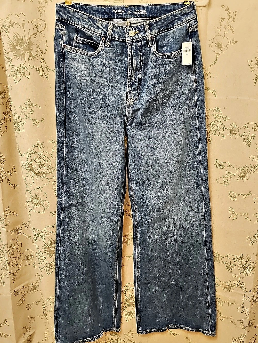 Old Navy Extra High-Waisted Super Wide Leg Jeans Blue Waist 10 Tall